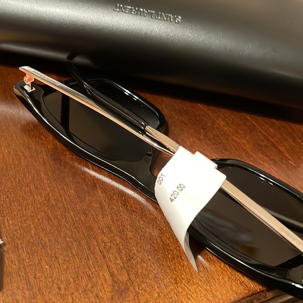 Saint Laurent Rectangle Semi-Transparent Acetate Sunglasses new with tag black - Picture 7 of 7